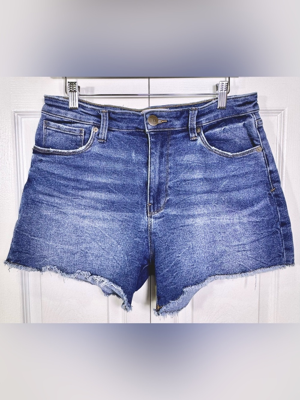 EVEREVE The Ever Short Denim Cutoff Shorts Size 30 Raw Hem Stretch Blue EUC